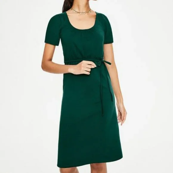 Boden Elspeth Dress green casual short sleeved US size 6R NO BELT